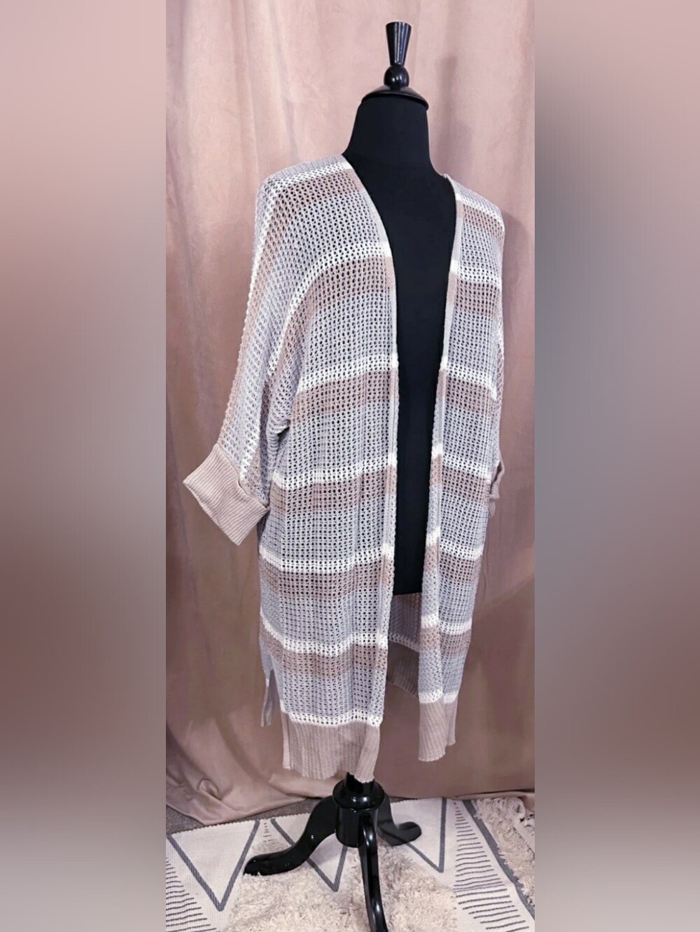 PINK LILY OPEN FRONT CARDIGAN